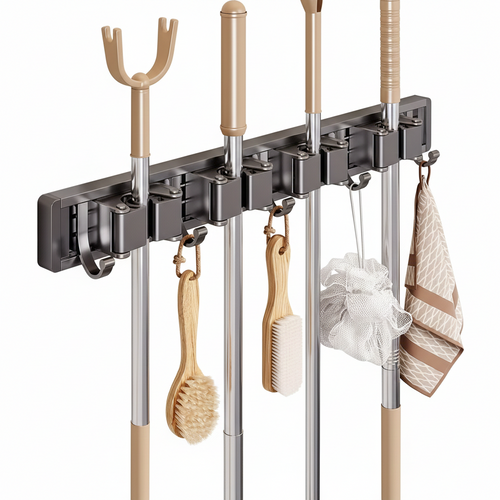 Broom and Mop Organization Rack